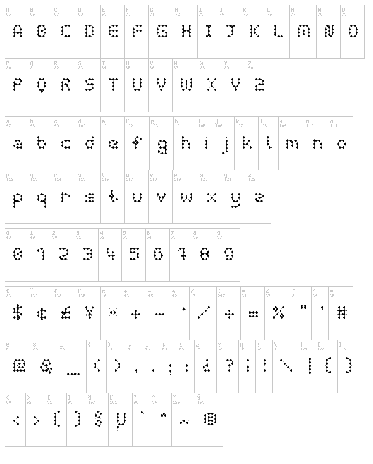 Curly Lava Bubble font map